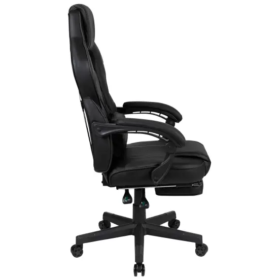 Emma and Oliver Ergonomic Gaming Chair -Recline Back/Arms, Footrest, Massaging Lumbar Black {5}