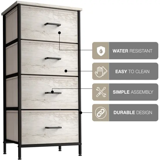 Sorbus Dresser with 4 Drawers - Bedside Furniture & Night Stand End Table Dresser with Steel Frame, Wood Top, Easy Pull Fabric Bins for Home, Bedroom Accessories, Office & Dorm Rustic Beige {5}