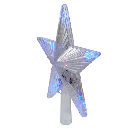 Hofert 9.5" Lighted Clear 5 Point Star Christmas Tree Topper - Multicolor LED Lights {3}