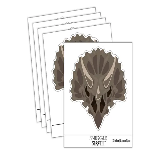 Triceratops Skull Fossil Waterproof Vinyl Phone Tablet Laptop Water Bottle Sticker Set - 5 Pack {2}