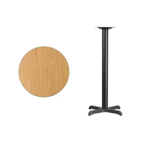 Emma and Oliver 24" Round Laminate Table Top with 22"x22" Bar Height Table Base Natural {3}