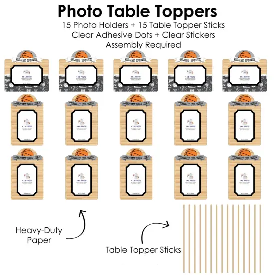 Big Dot of Happiness Nothin' But Net - Basketball - Baby Shower or Birthday Party Picture Centerpiece Sticks - Photo Table Toppers - 15 Pieces {6}
