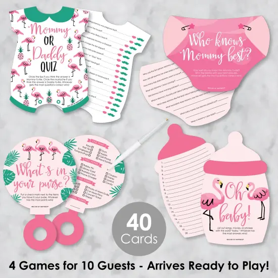 Big Dot of Happiness Pink Flamingo - Party Like a Pineapple - 4 Tropical Summer Party Games - 10 Cards Each - Gamerific Bundle {3}