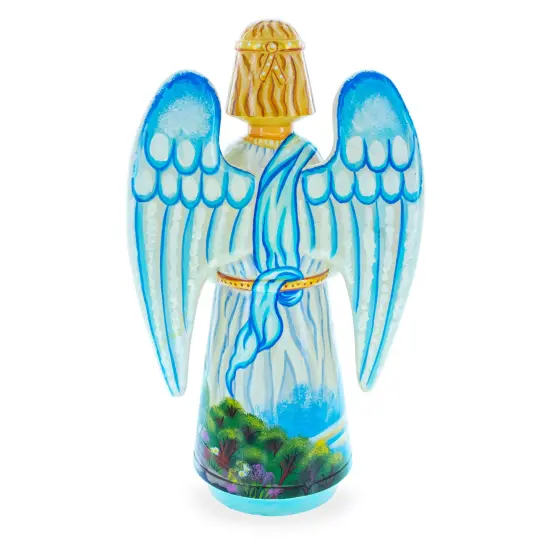 Guardian Angel over Children Ukrainian Hand Carved Solid Wood Figurine 10 Inches {4}