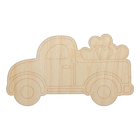 Cute Truck with Hearts Unfinished Wood Shape Piece Cutout for DIY Craft Projects {2}