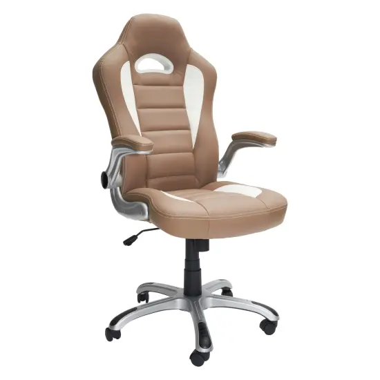 Techni Office Solutions 3.75' Brown, Gray, and Black High Back Executive Sport Race Office Chair with Flip-Up Arms {1}