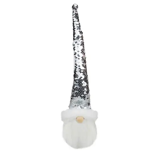 Northlight 13" Silver Sequin Santa With a Pointed Winter Hat Christmas Decor {1}