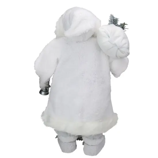 Northlight 24" White Silver Santa Claus with Lantern Christmas Figure {5}
