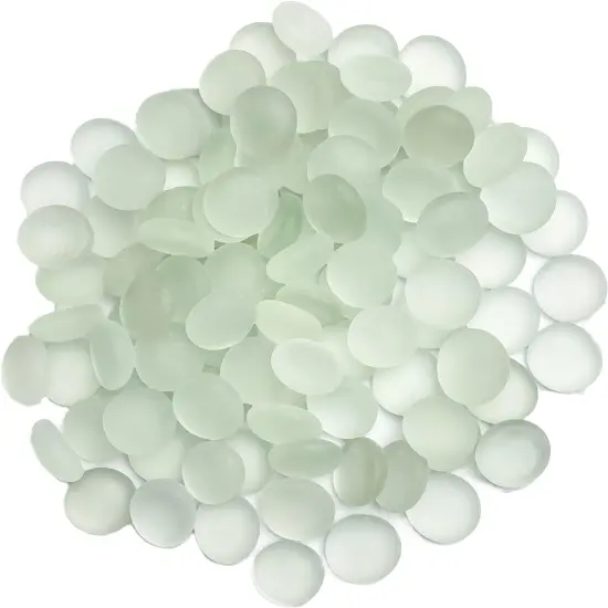 Flat Marbles Vase Filler 0.68 Lb 70 pcs Frosted White Glass Pebble Vase Clear Glass Stones for Vases Flat Glass Marble for Craft and Home D&eacute;cor {1}