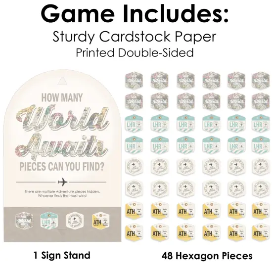 Big Dot of Happiness World Awaits - Travel Themed Party Scavenger Hunt - 1 Stand and 48 Game Pieces - Hide and Find Game {6}