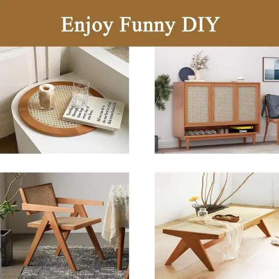 16" X5Ft Natural Rattan Cane Webbing, Woven Open Mesh Cane Net Roll for DIY Caning Furniture Decor Projects: Chair, Cabinet, Ceiling and Door(59X17 In) {3}