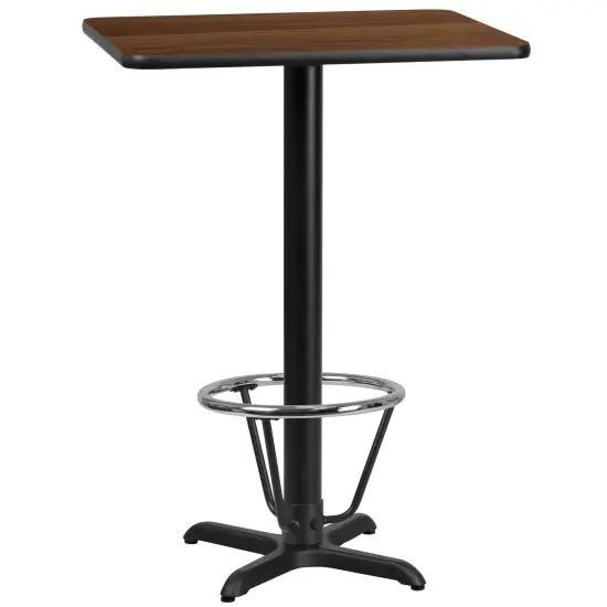 Emma and Oliver 24"x30" Rectangular Laminate Bar Table with 22"x22" Foot Ring Base Walnut {1}