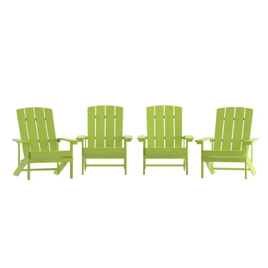 Merrick Lane Set of 4 Riviera All-Weather Poly Resin Wood Adirondack Chairs White {6}
