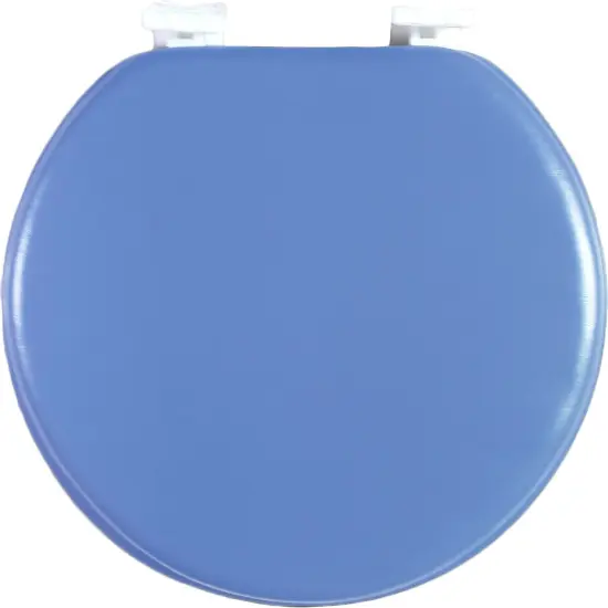 J&V Textiles Soft Round Toilet Seat With Easy Clean & Change Hinge, Padded Light Blue {1}