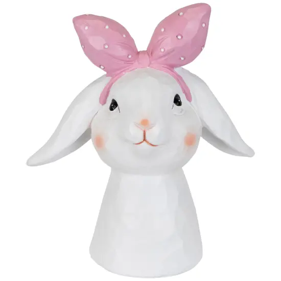 Northlight Easter Bunny Bust with Hair Bow - 7.5" - White and Pink {3}
