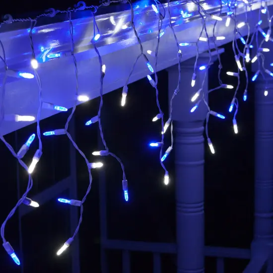 70 Blue White M5 LED Icicle Light Set with White Wire {2}