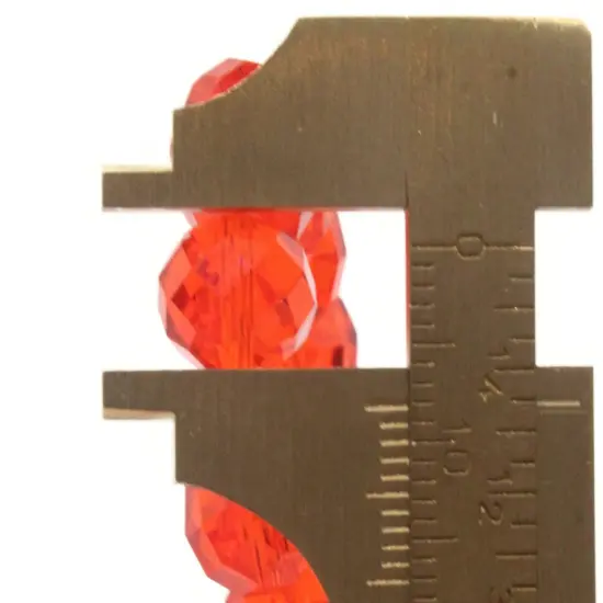 35 11mm x 9mm Red Faceted Rondelle Glass Beads {6}