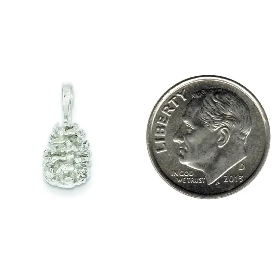 Sterling Silver Pinecone Charm Pendant Jewelry Tree 17mm x 8mm {2}