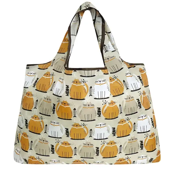 Wrapables Large Foldable Tote Nylon Reusable Grocery Bags Cat Food {2}