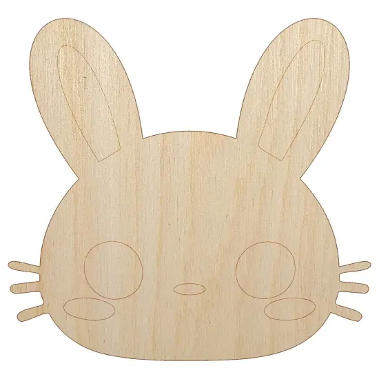 Charming Kawaii Chibi Rabbit Bunny Face Blushing Cheeks Unfinished Wood Shape Piece Cutout for DIY Craft Projects {7}