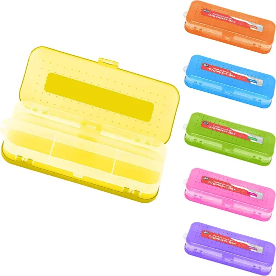 Enday 8" Bright Color Double Desk Organizer Box Pink {3}