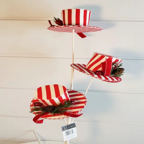 28"L Striped Hat Stem Spray/Pick - Whimsical and Colorful Floral Accent-ST1700 {3}