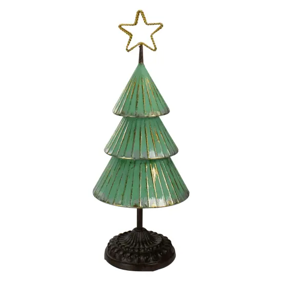Northlight Rustic Christmas Tree with Cutout Star Topper - 17" - Green and Gold Finish {1}