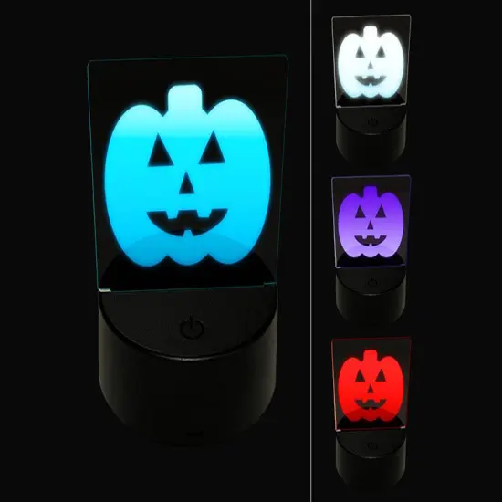 Jack O'Lantern Happy Halloween Pumpkin 3D Illusion LED Night Light Sign Nightstand Desk Lamp {1}