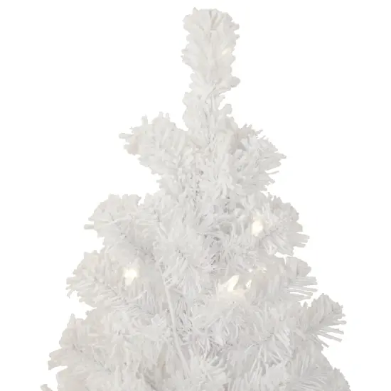 Northlight 3.5' Pre-Lit Potted Flocked Winter Pine White Tinsel Artificial Christmas Tree, Clear Lights Green {3}