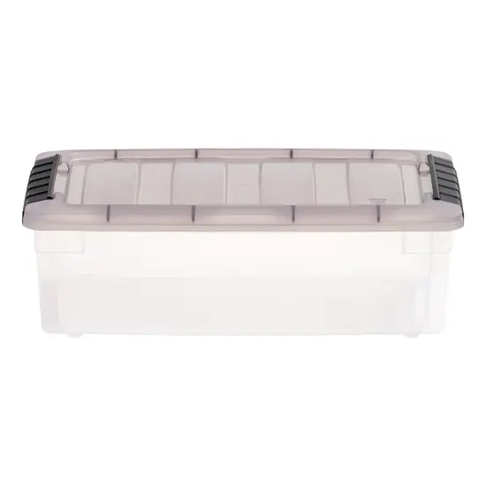 IRIS USA 6 Quart Stack & Pull Clear Storage Box, Gray, 12 Pack {3}