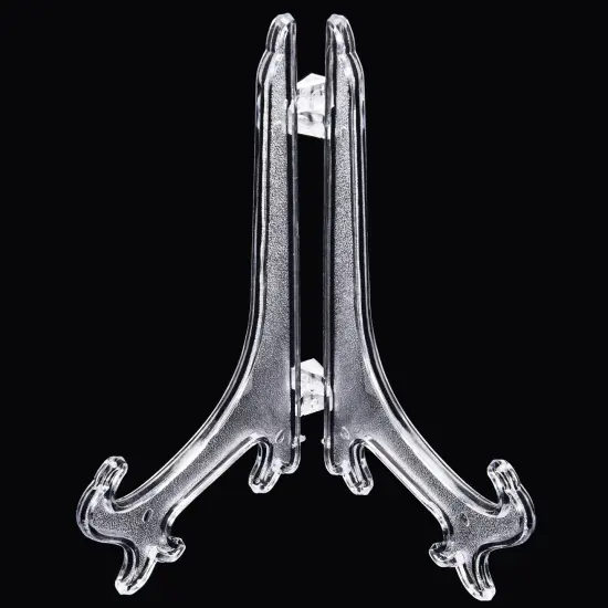 24 Pieces 3/4/5/6 Inch Plastic Easel Plate Holders to Display Stands Picture Easel at Weddings, Home Decoration (Clear) {6}