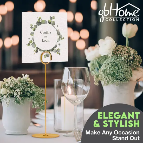 12 Pack, 8 Inches, Gold Place Card Holders, Picture Holders for Tables, Table Card Holders for Wedding Table Numbers, Table Number Stands, Table Sign Holders {5}