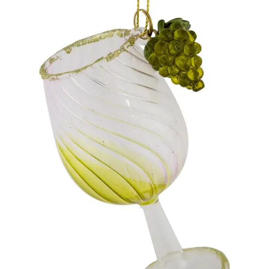 Northlight 4.25" Yellow Wine Glittered Glass Christmas Ornament {6}