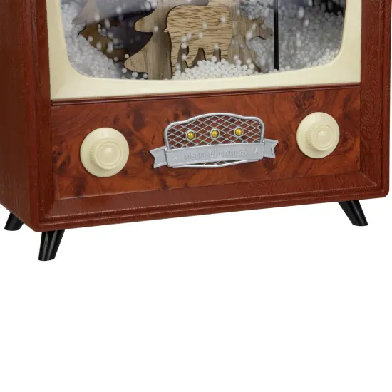 Northlight LED Lighted Musical Snowing Reindeer TV Set Christmas Decoration - 12" Brown {6}