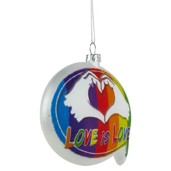 Northlight 4.75" Pride 'Love is Love' Speech Bubble Glass Christmas Ornament White {4}