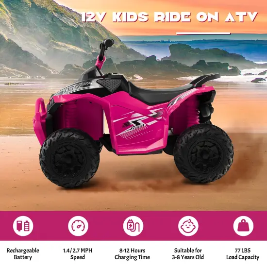 Costway 12V Battery Powered Kids Ride On ATV Electric 4-Wheeler Quad Car withMP3 & Light {5}