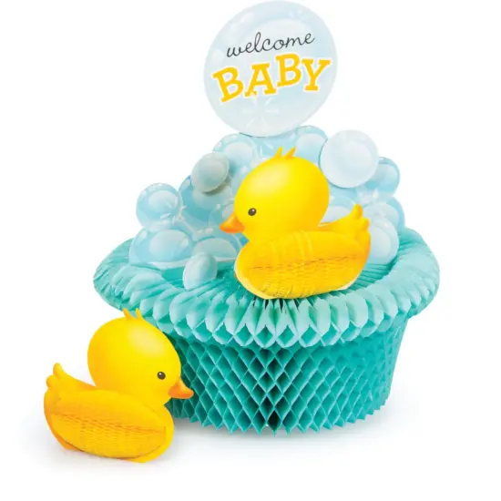 Party Central Welcome BABY Die Cut Honeycomb Base Party Centerpieces - 13" - Pack of 6 Blue {1}