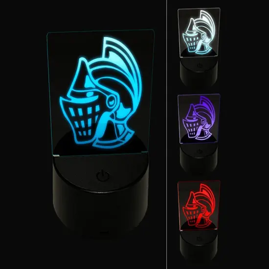 Medieval Knight Helmet 3D Illusion LED Night Light Sign Nightstand Desk Lamp {1}