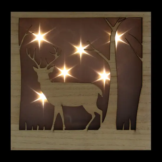 Northlight LED Lighted Deer with Stars Wooden Christmas Box - 9.75" Brown {5}