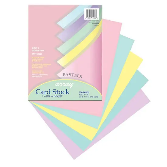 Pastel Card Stock, 5 Assorted Colors, 8-1/2" x 11", 100 Sheets {1}