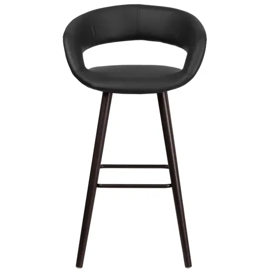 Merrick Lane Plath Wood Ultramodern Bar Counter Stool With Upholstered Seat Black {3}
