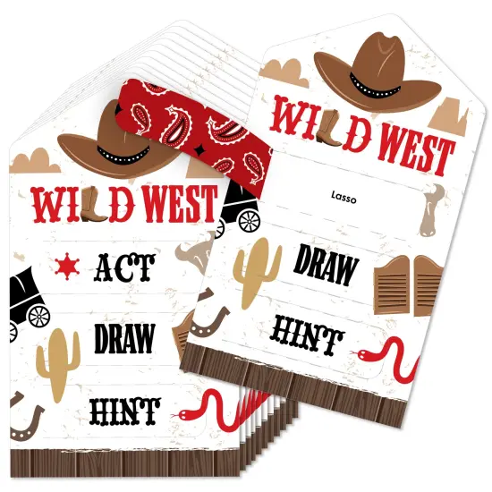Big Dot of Happiness Western Hoedown - Wild West Cowboy Party Game Pickle Cards - Act, Draw, Hint Pull Tabs - Set of 12 {1}
