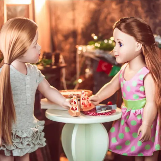 The Queen's Treasures 18" Doll 11 Pc Sleeping Bag Set and American Pizza Party. {4}