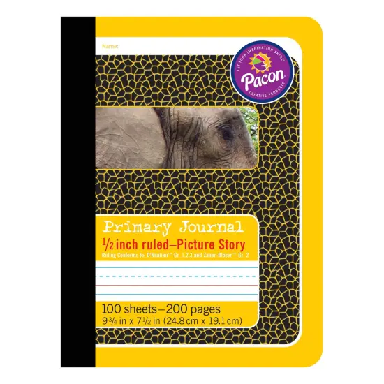 Primary Composition Book, Book Bound, D'Nealian/Zaner-Bloser, 1/2" x 1/4" x 1/4" Picture Story Ruled, 9-3/4" x 7-1/2", 100 Sheets, Pack of 6 {2}