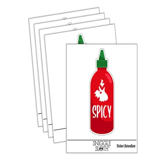 Spicy Hot Sauce Rooster Bottle Sriracha Waterproof Vinyl Phone Tablet Laptop Water Bottle Sticker Set - 5 Pack {2}