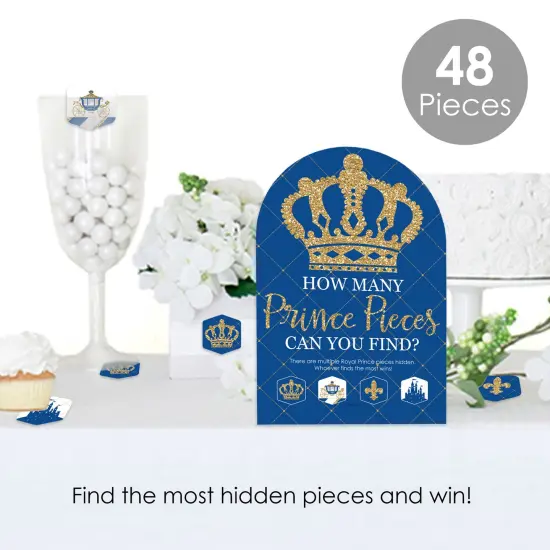 Big Dot of Happiness Royal Prince Charming - Baby Shower or Birthday Party Scavenger Hunt - 1 Stand and 48 Game Pieces - Hide and Find Game {3}