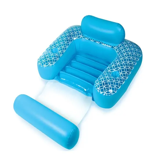 Swim Central Inflatable Blue and White Shangri-La Swimming Pool Chair with Cup Holders, 68.5-Inch {1}