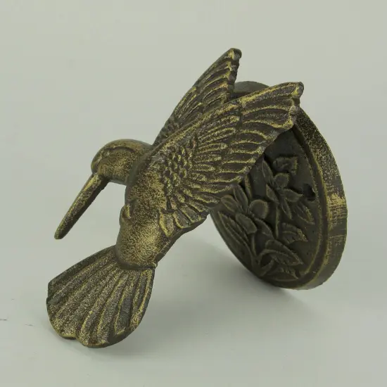 Antique Bronze Cast Iron Hummingbird and Flower Front Door Knocker Entry Decor {3}