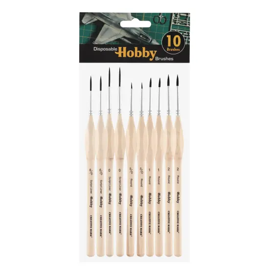 Creative Mark Disposable Detail Brushes - 100 Pack - Disposable Hobby Brushes for One-Time Use Painting, Commissions, Miniatures, Crafts {7}