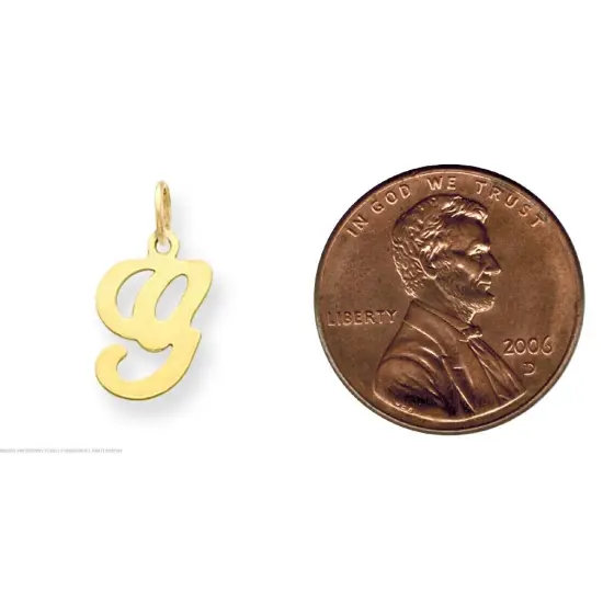 14K Gold Polished Fancy Initial Letter G Charm Pendant Jewerly 20mm x 11mm {2}
